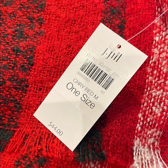 J.Jill Tartan Plaid Scarf Red/Green//Navy/Green/White - Picture 3 of 5